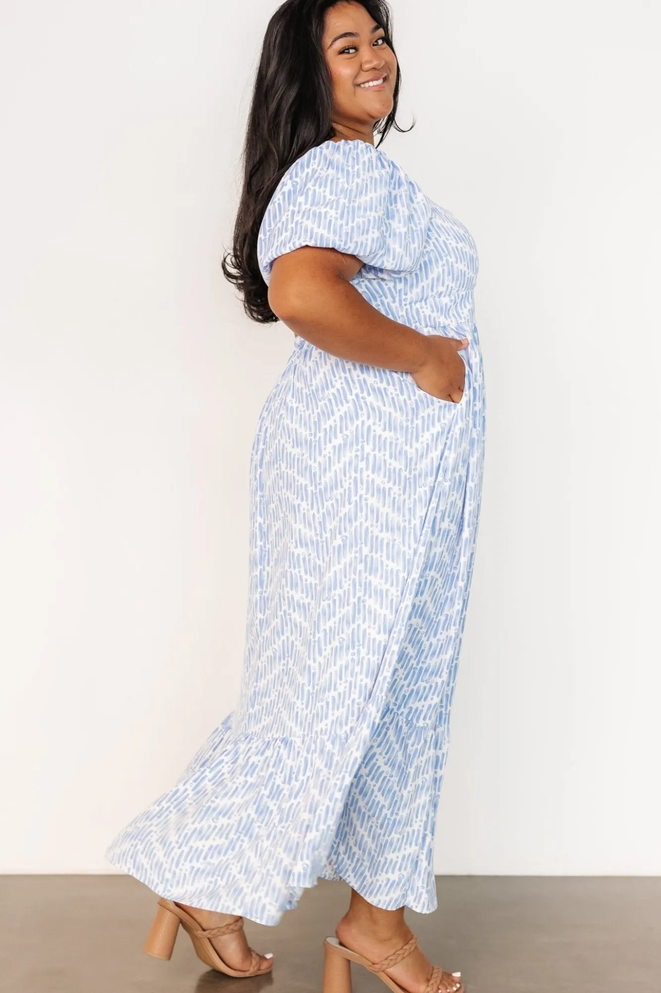 Baltic Born Durban Maxi Dress | Dusty Blue Print