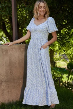 Baltic Born Durban Maxi Dress | Dusty Blue Print