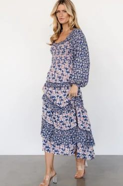 Baltic Born Dynah Tiered Dress | Blue + Cream Floral