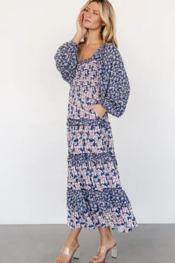 Baltic Born Dynah Tiered Dress | Blue + Cream Floral