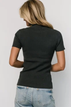 Baltic Born Edie Mock Neck Top | Deep Slate Blue