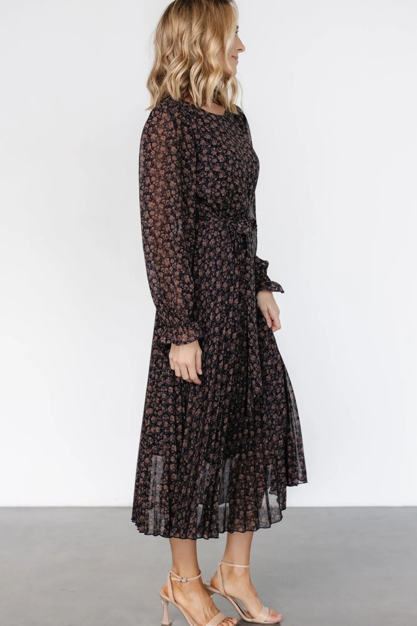Baltic Born Edith Pleated Dress | Navy + Copper