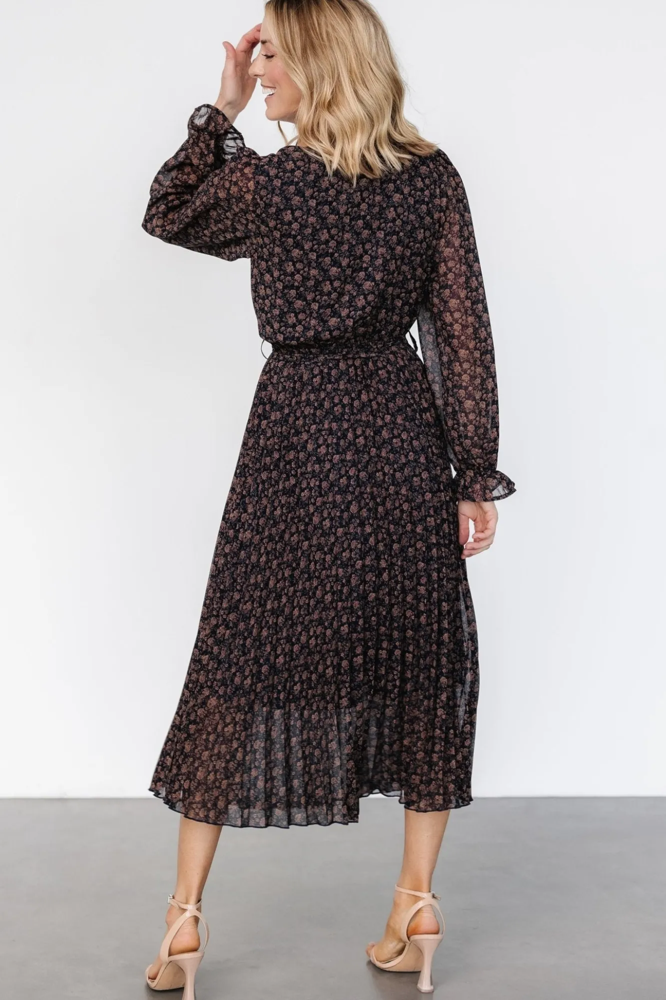 Baltic Born Edith Pleated Dress | Navy + Copper