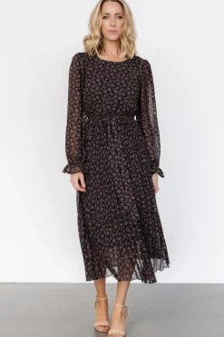 Baltic Born Edith Pleated Dress | Navy + Copper
