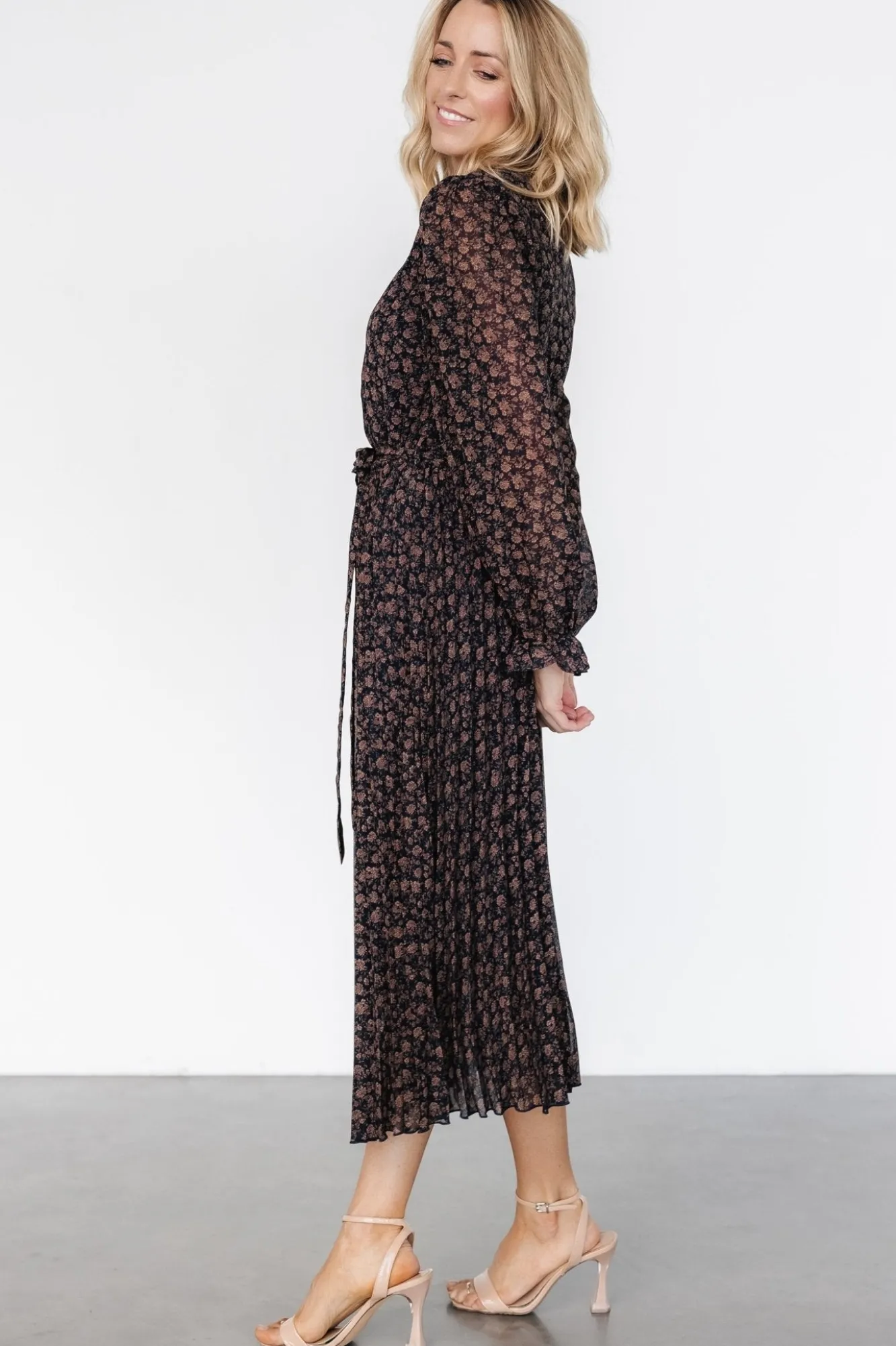 Baltic Born Edith Pleated Dress | Navy + Copper