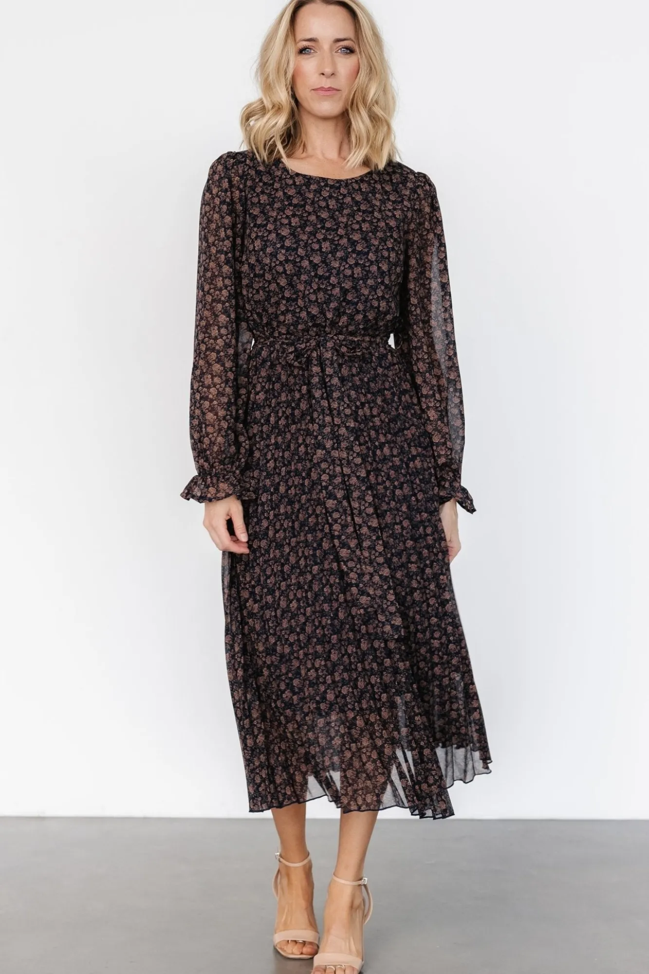 Baltic Born Edith Pleated Dress | Navy + Copper