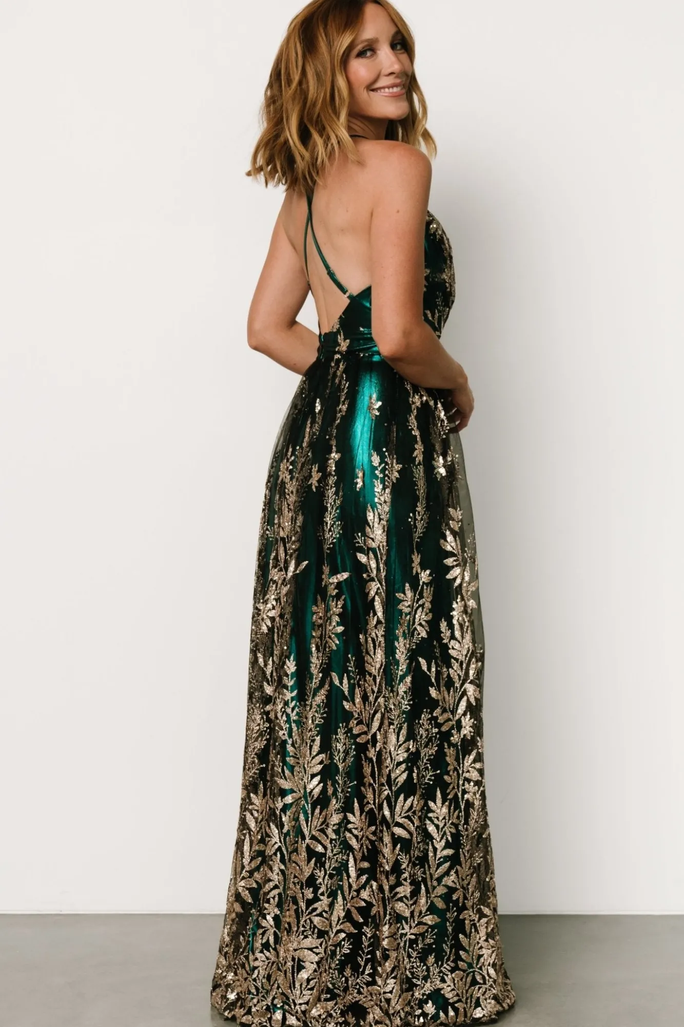 Baltic Born Eirena Sparkle Gown | Emerald + Rose Gold