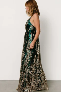 Baltic Born Eirena Sparkle Gown | Emerald + Rose Gold
