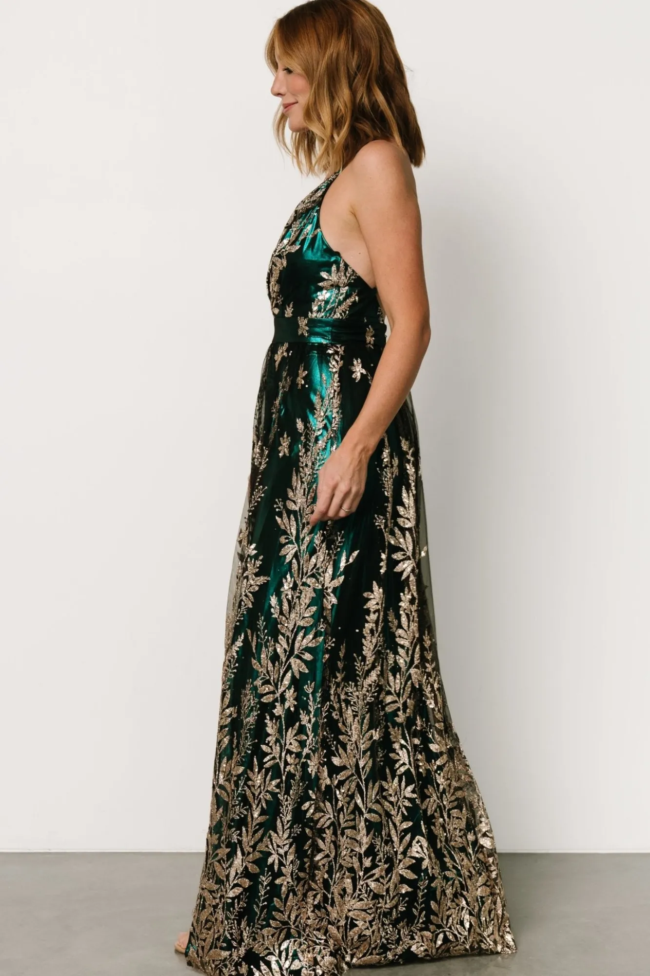 Baltic Born Eirena Sparkle Gown | Emerald + Rose Gold
