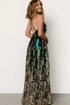 Baltic Born Eirena Sparkle Gown | Emerald + Rose Gold