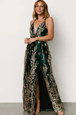 Baltic Born Eirena Sparkle Gown | Emerald + Rose Gold