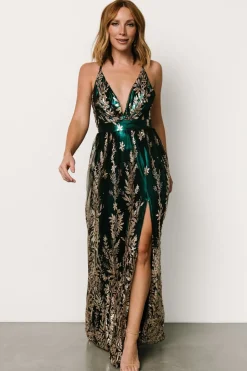Baltic Born Eirena Sparkle Gown | Emerald + Rose Gold