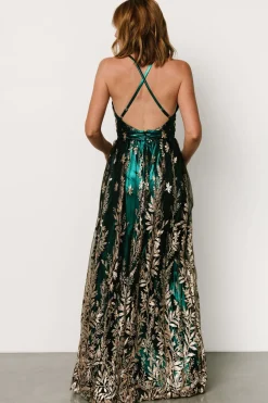 Baltic Born Eirena Sparkle Gown | Emerald + Rose Gold