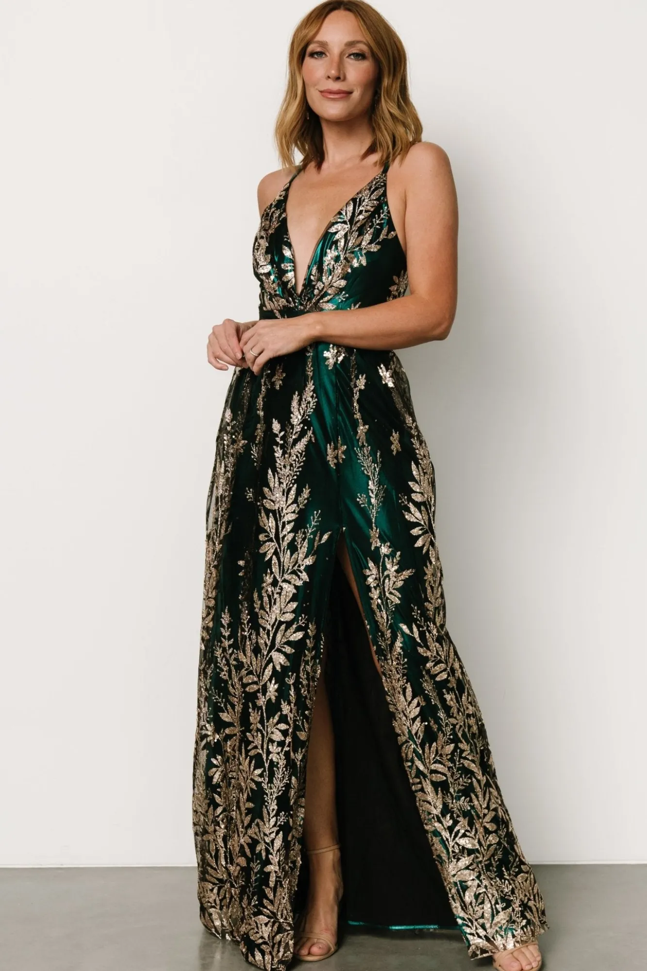 Baltic Born Eirena Sparkle Gown | Emerald + Rose Gold