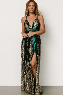 Baltic Born Eirena Sparkle Gown | Emerald + Rose Gold