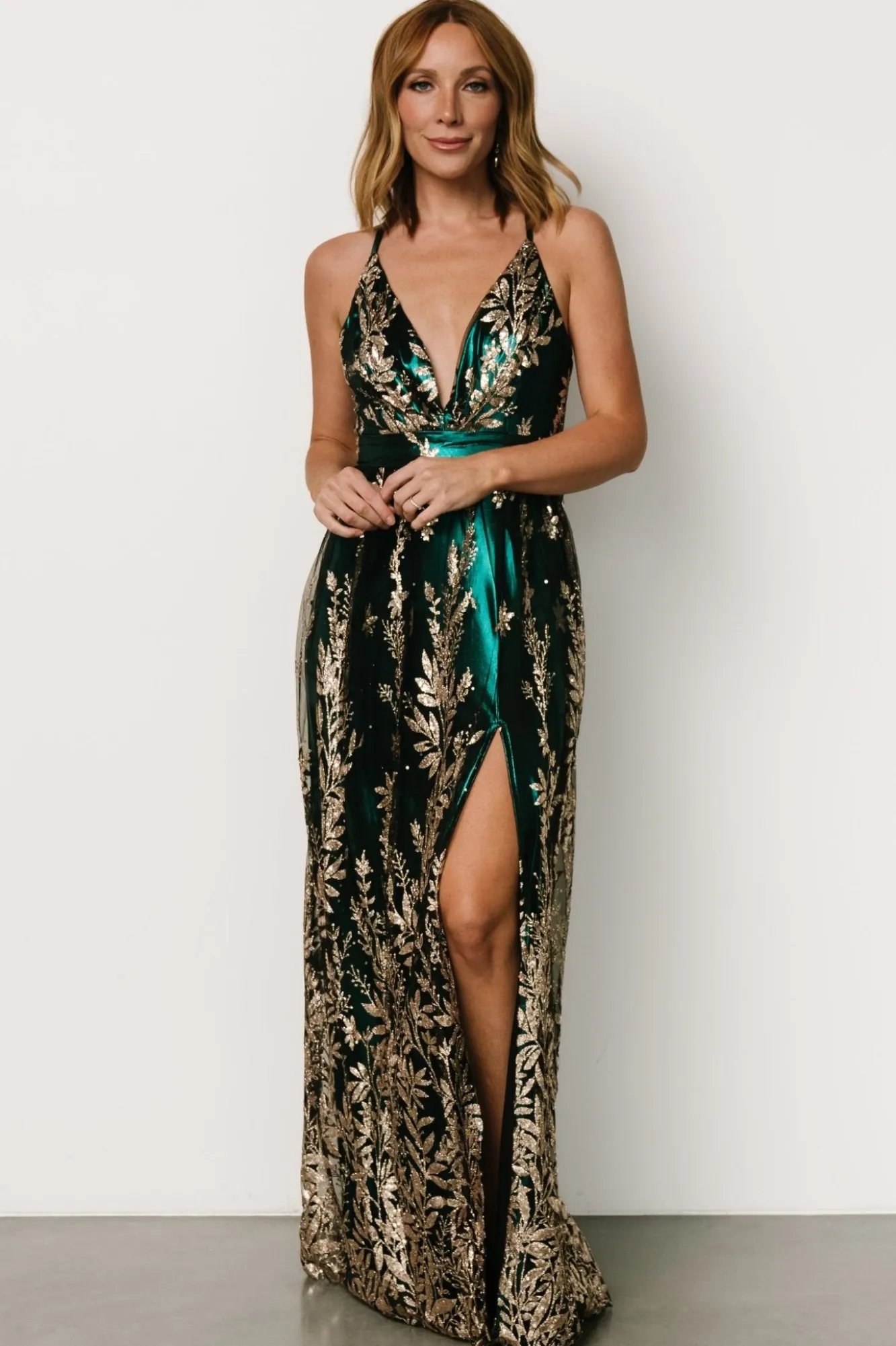 Baltic Born Eirena Sparkle Gown | Emerald + Rose Gold