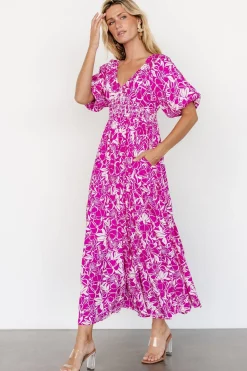 Baltic Born Elaine Maxi Dress | Magenta + White