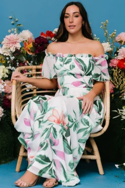 Baltic Born Elina Maxi Dress | White + Green Multi Floral