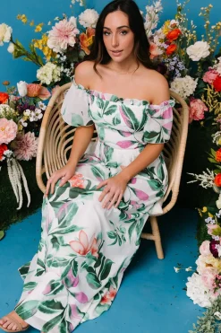 Baltic Born Elina Maxi Dress | White + Green Multi Floral
