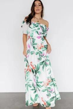 Baltic Born Elina Maxi Dress | White + Green Multi Floral