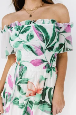 Baltic Born Elina Maxi Dress | White + Green Multi Floral