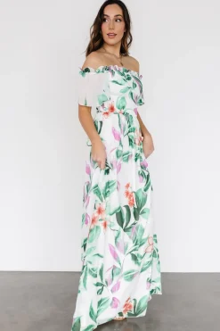 Baltic Born Elina Maxi Dress | White + Green Multi Floral