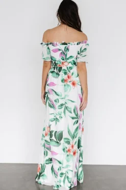 Baltic Born Elina Maxi Dress | White + Green Multi Floral