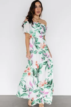 Baltic Born Elina Maxi Dress | White + Green Multi Floral