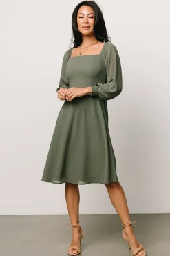 Baltic Born Elise Short Dress | Dark Sage