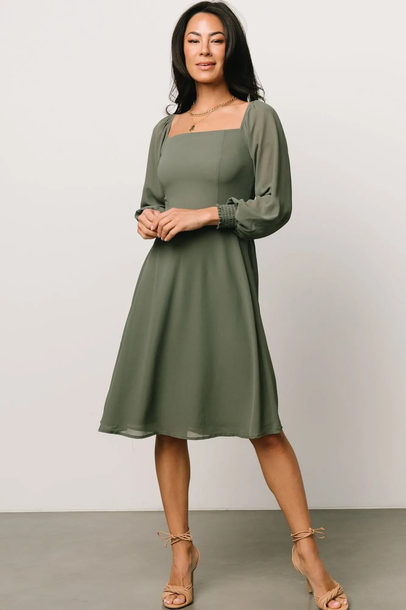 Baltic Born Elise Short Dress | Dark Sage