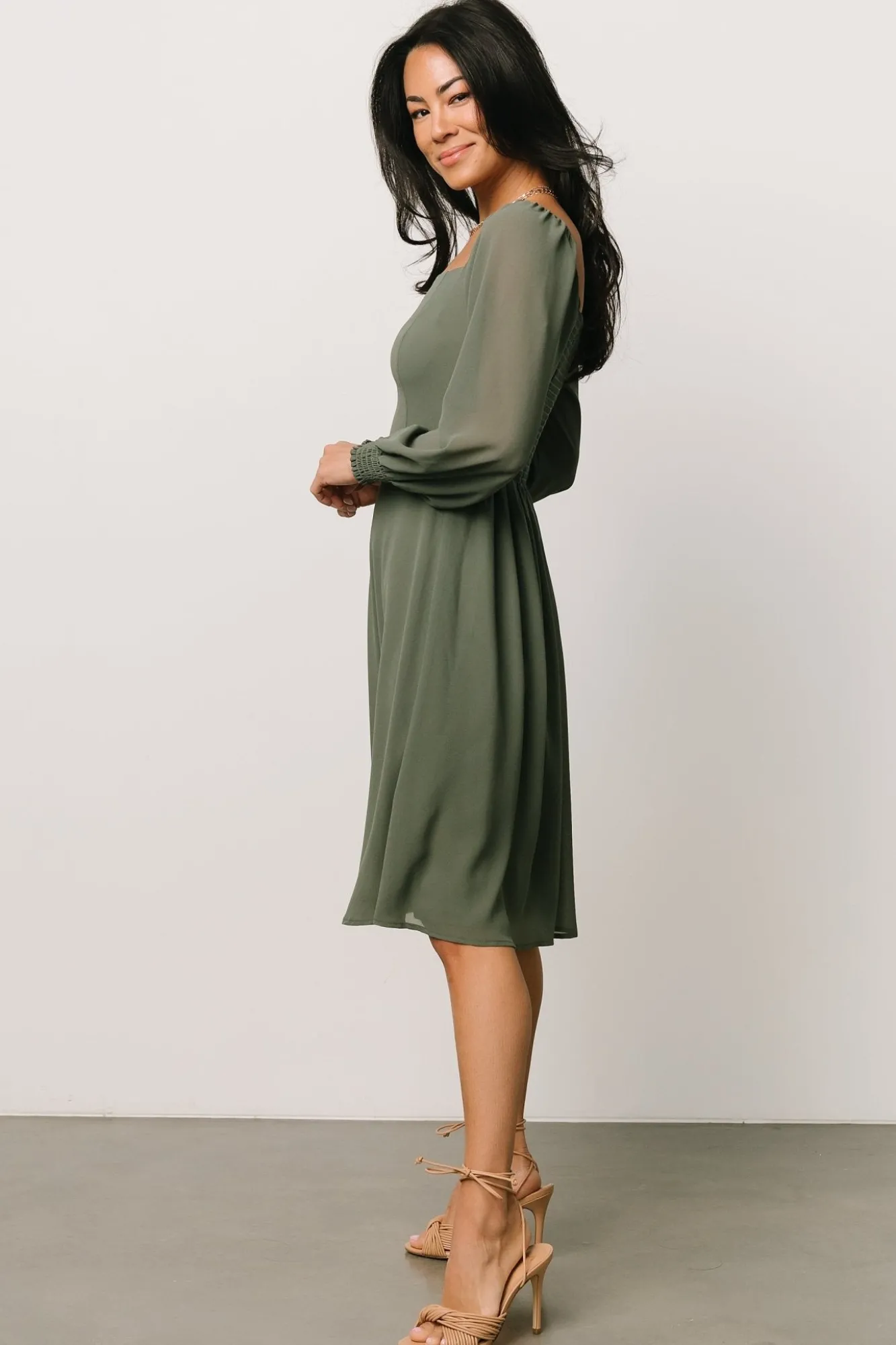 Baltic Born Elise Short Dress | Dark Sage