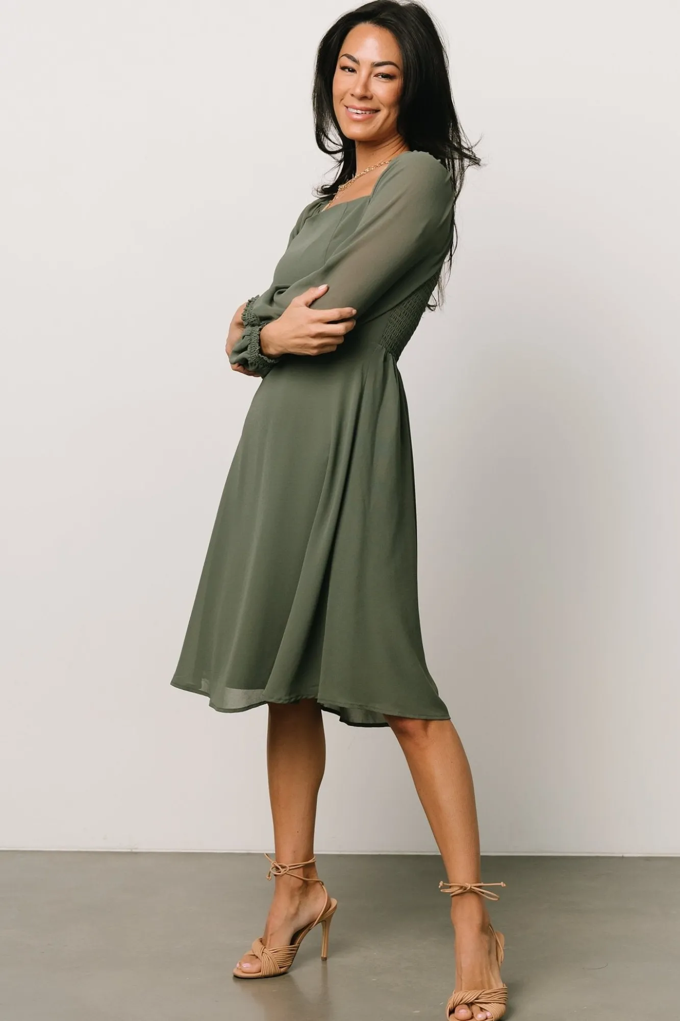 Baltic Born Elise Short Dress | Dark Sage