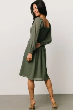 Baltic Born Elise Short Dress | Dark Sage