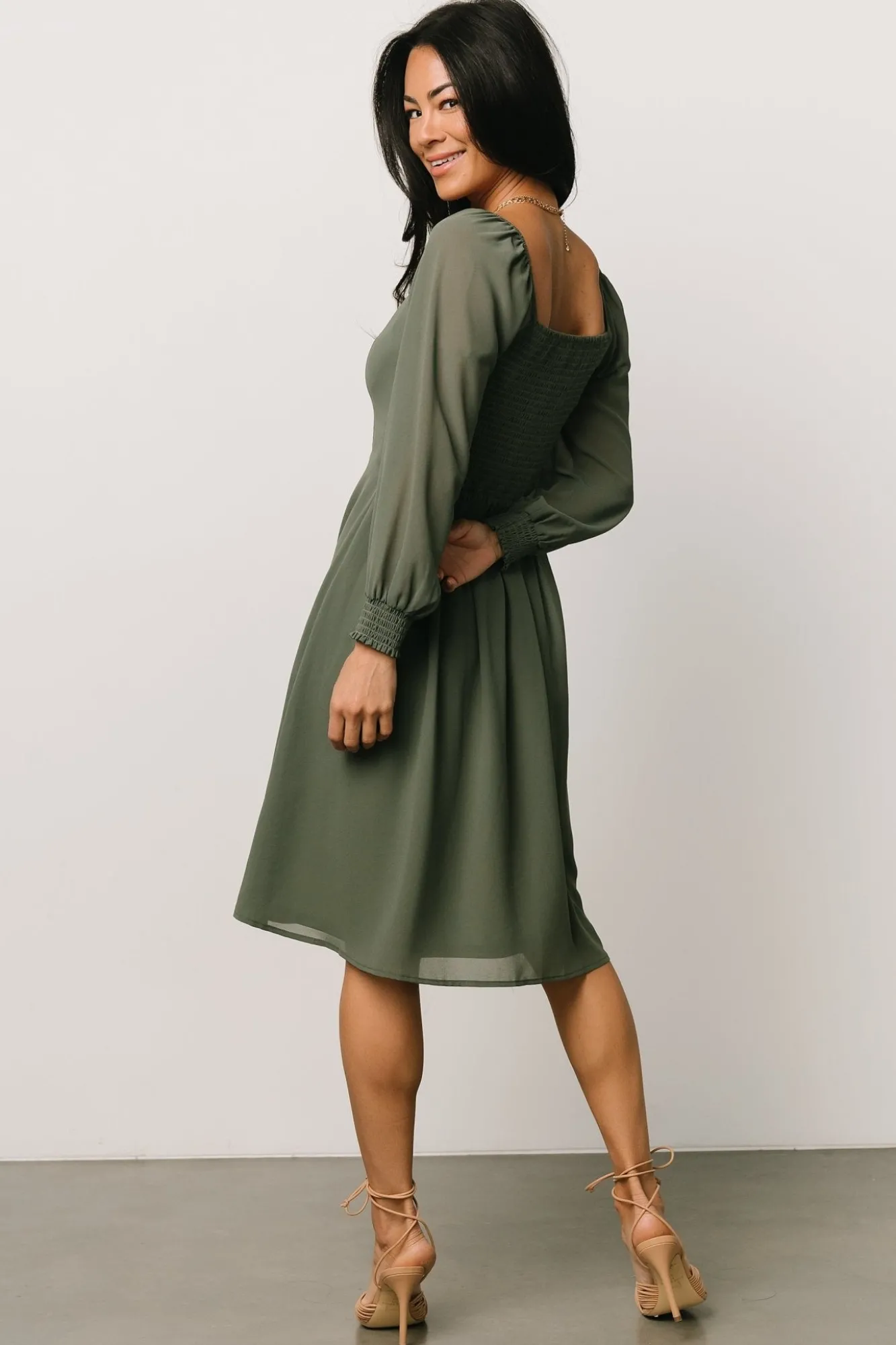 Baltic Born Elise Short Dress | Dark Sage