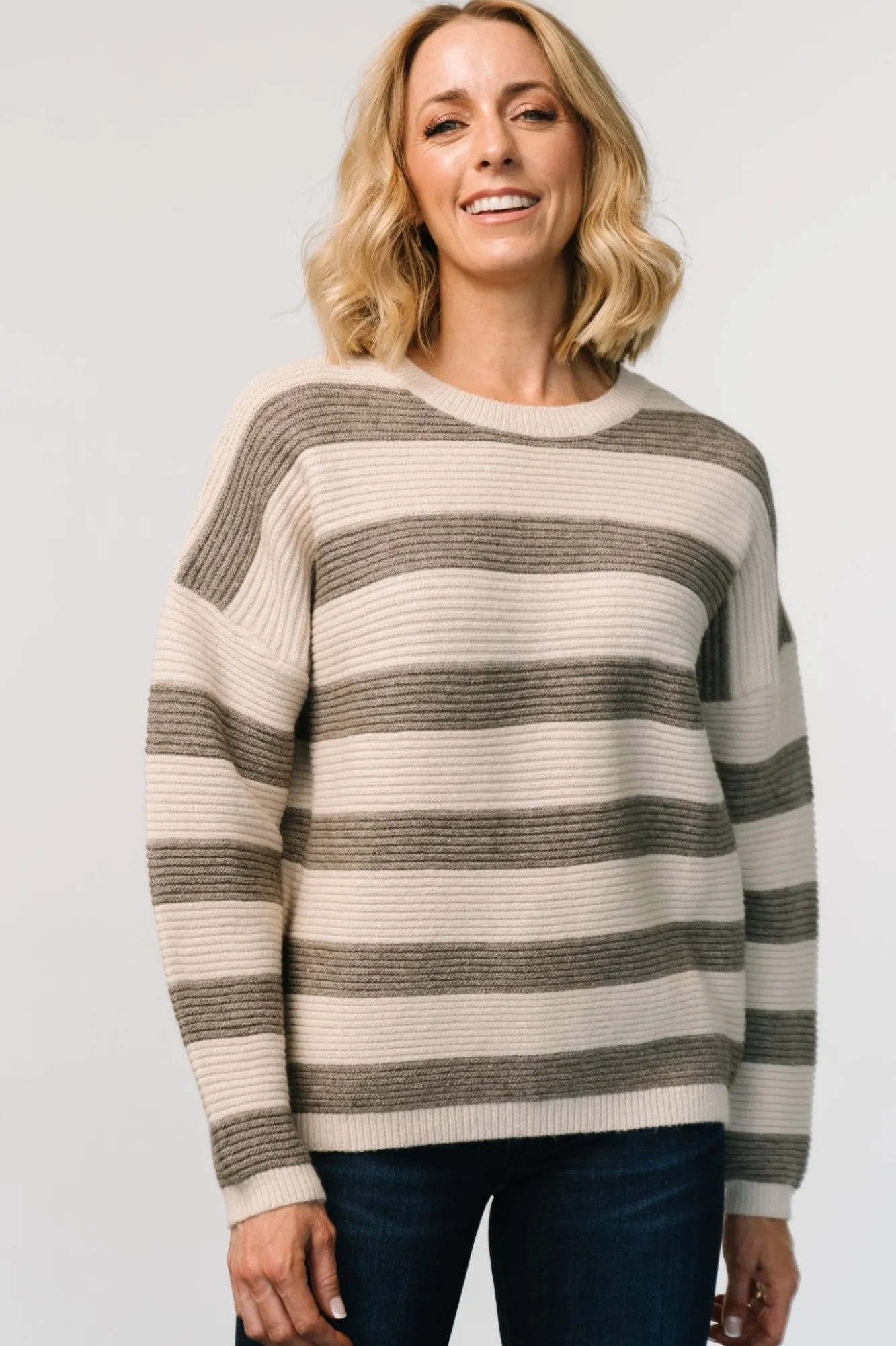 Baltic Born Ellington Knit Sweater | Cream + Gray