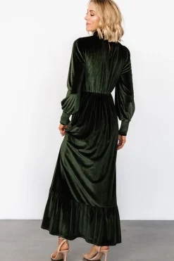 Baltic Born Elodie Velvet Maxi Dress | Deep Olive