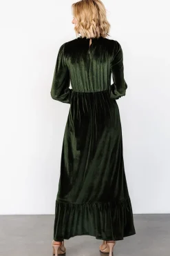 Baltic Born Elodie Velvet Maxi Dress | Deep Olive