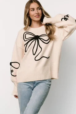 Baltic Born Elsie Ribbon Sweater | Cream + Black