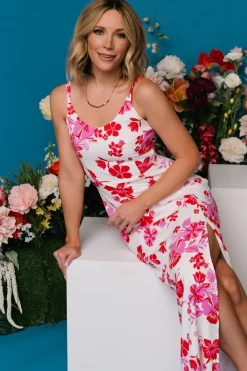 Baltic Born Emaline Open Back Maxi Dress | White + Pink Floral