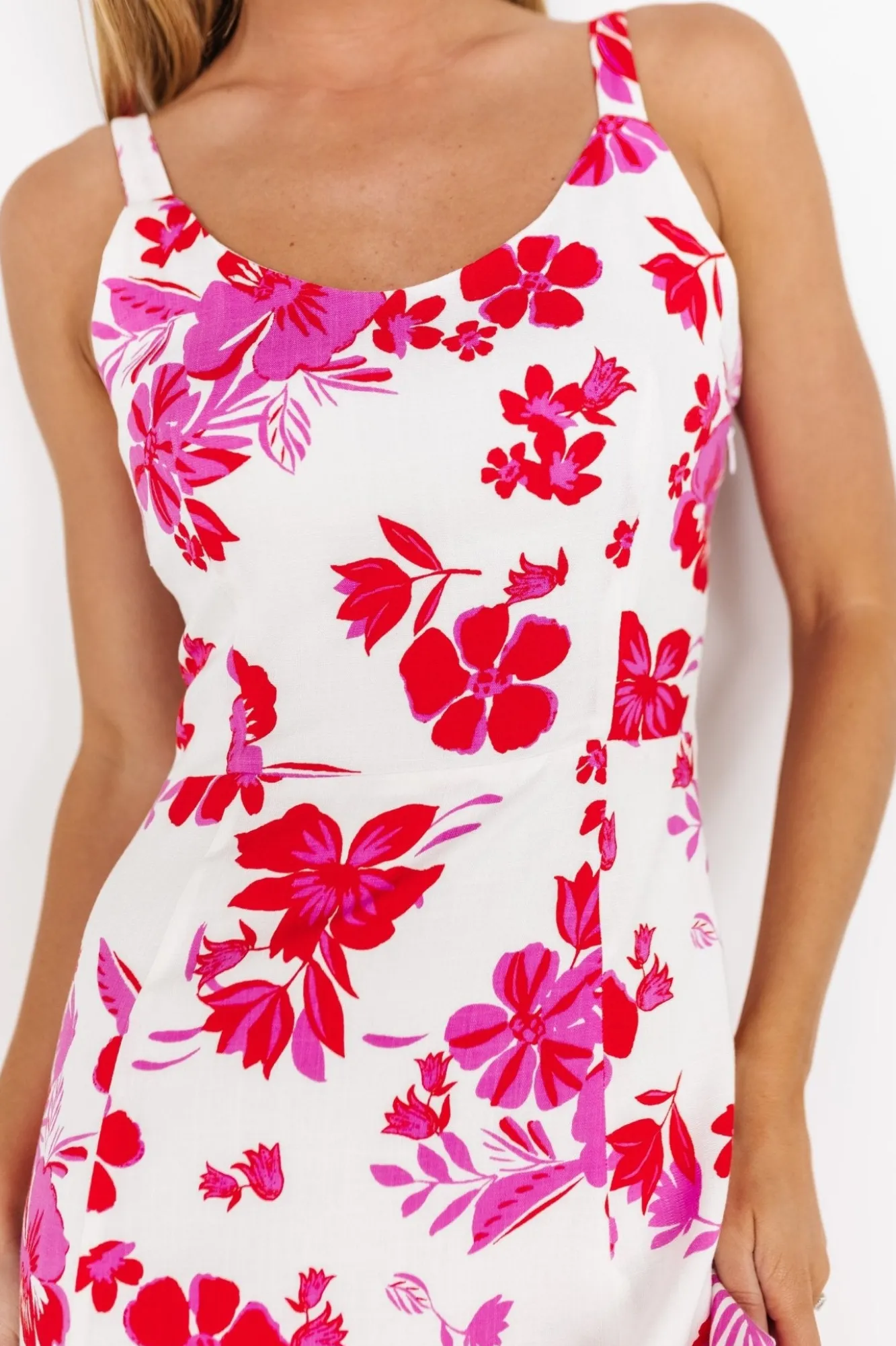 Baltic Born Emaline Open Back Maxi Dress | White + Pink Floral