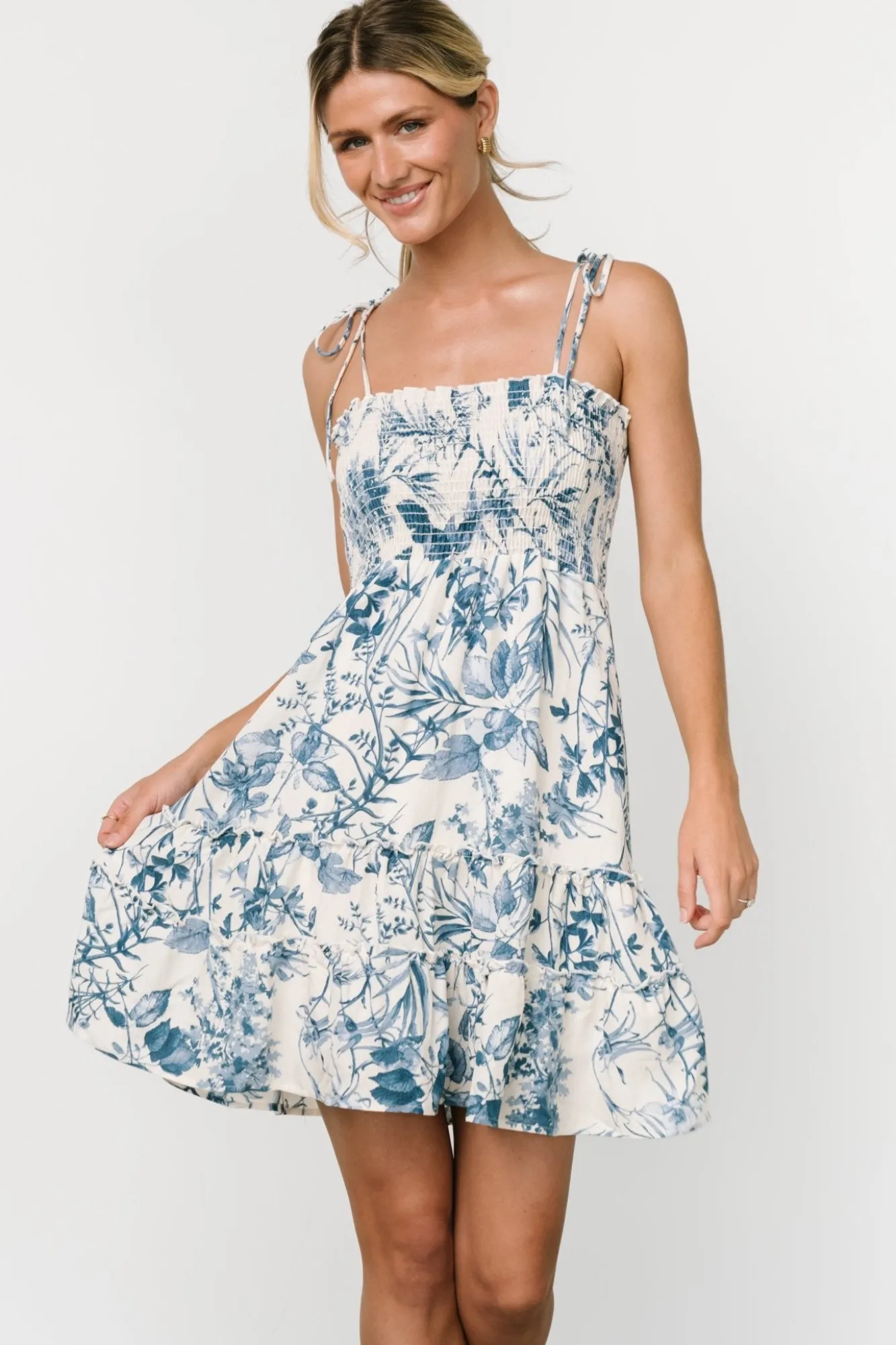 Baltic Born Emelyn Short Dress | Cream + Blue