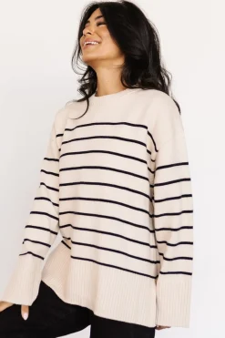 Baltic Born Emerson Stripe Knit Sweater | Ivory + Black