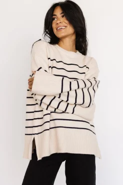 Baltic Born Emerson Stripe Knit Sweater | Ivory + Black
