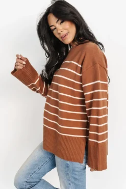 Baltic Born Emerson Stripe Knit Sweater | Dark Camel + Ivory