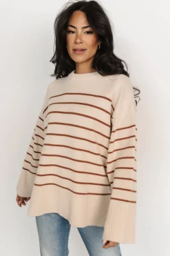 Baltic Born Emerson Stripe Knit Sweater | Beige + Camel