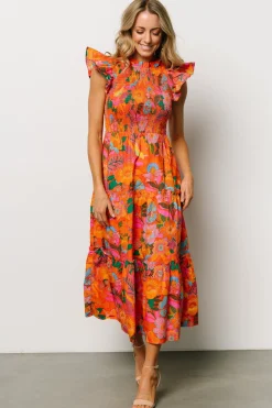 Baltic Born Emily Smocked Tier Dress | Orange Floral