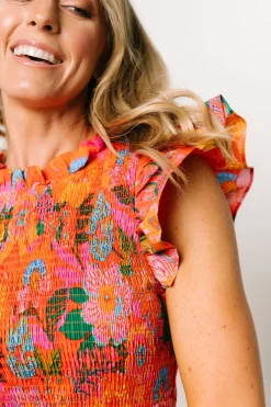 Baltic Born Emily Smocked Tier Dress | Orange Floral