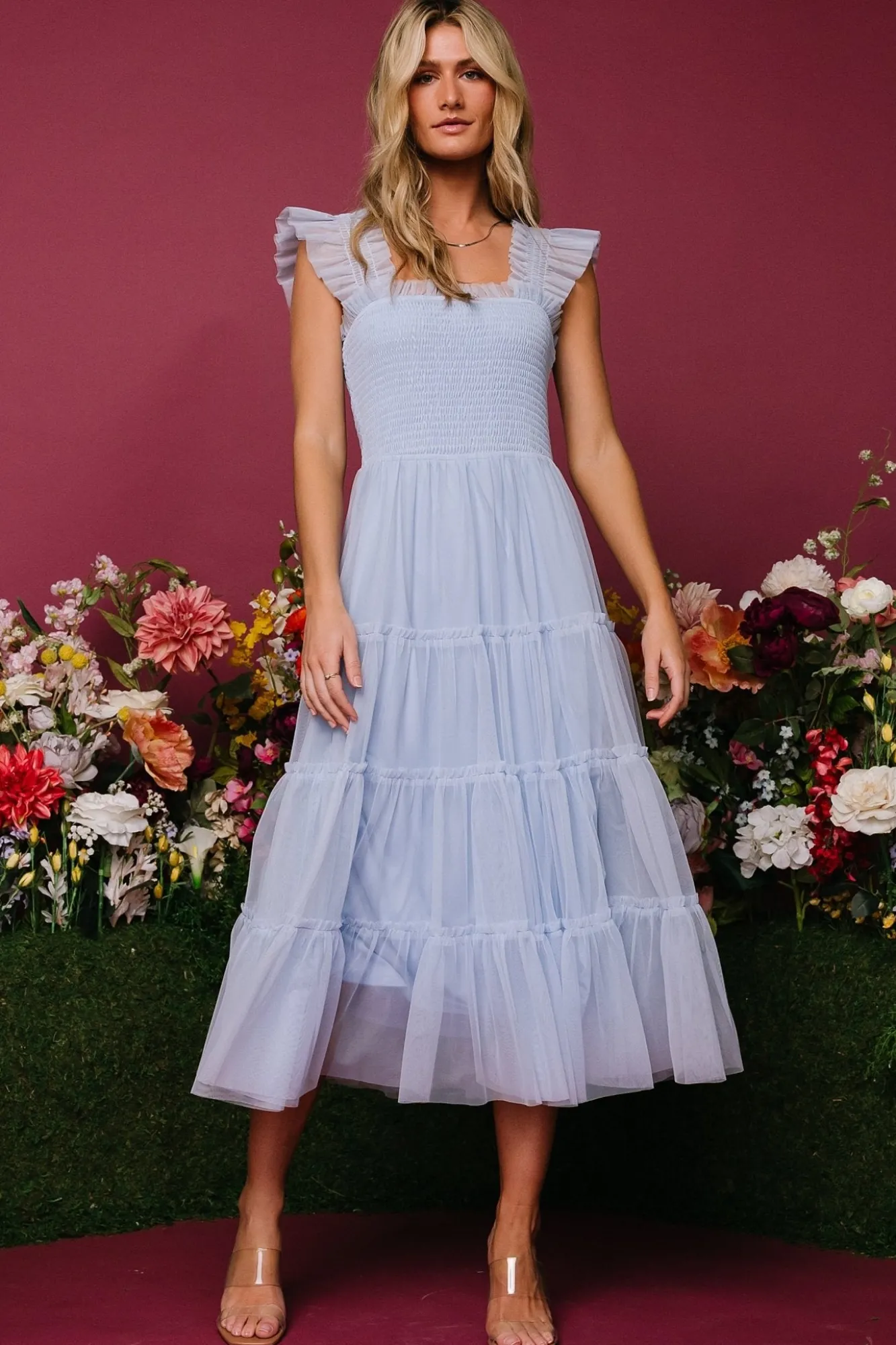 Baltic Born Emma Smocked Tulle Dress | Light Blue