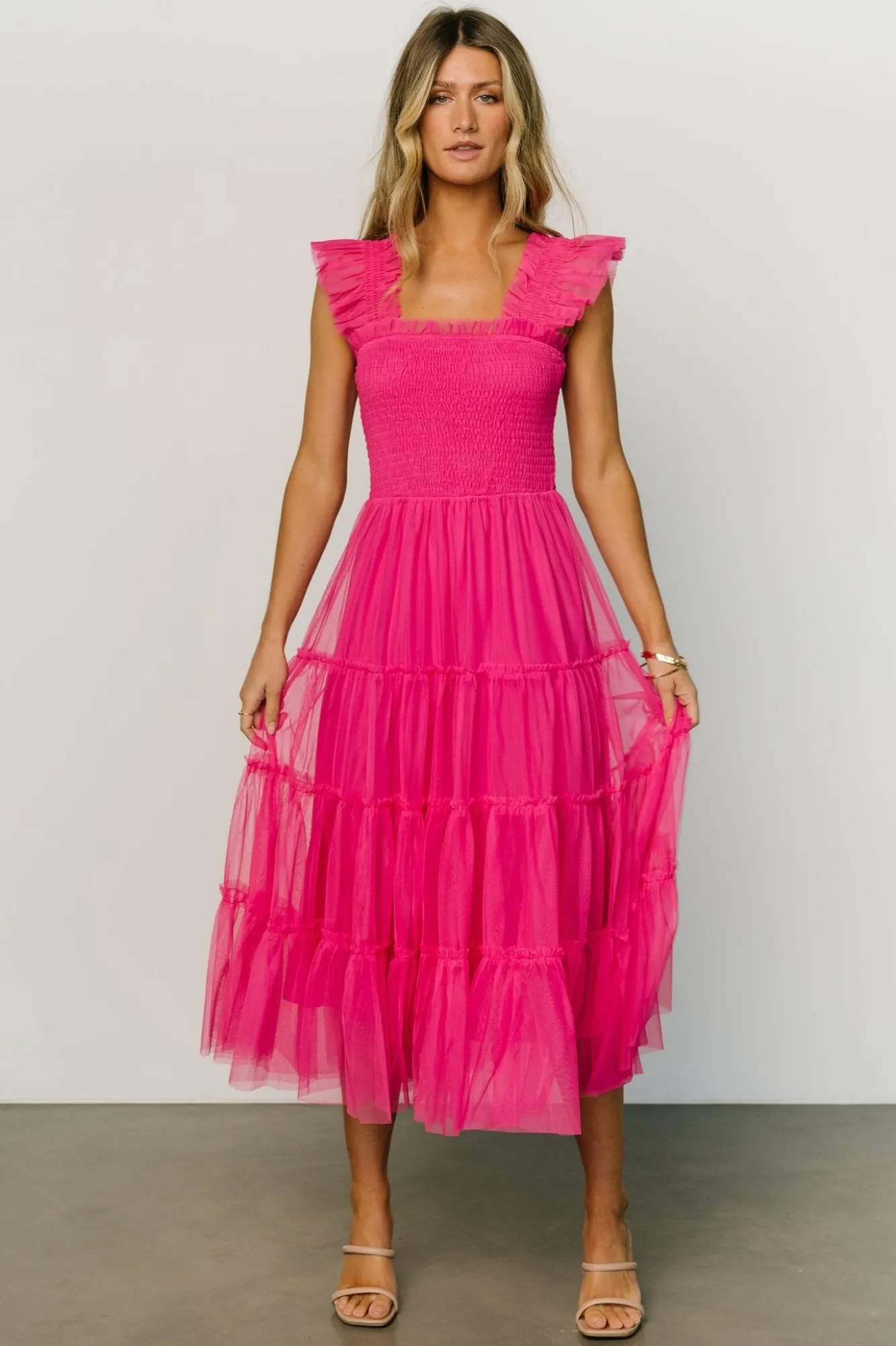 Baltic Born Emma Smocked Tulle Dress | Hot Pink