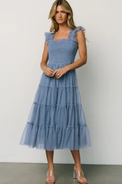 Baltic Born Emma Smocked Tulle Dress | Slate Blue